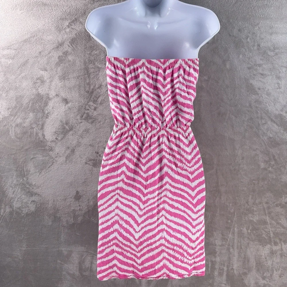 Lilly Pulitzer Windsor Strapless Dress Womens Size Large Pink Striped Mini - Picture 2 of 8